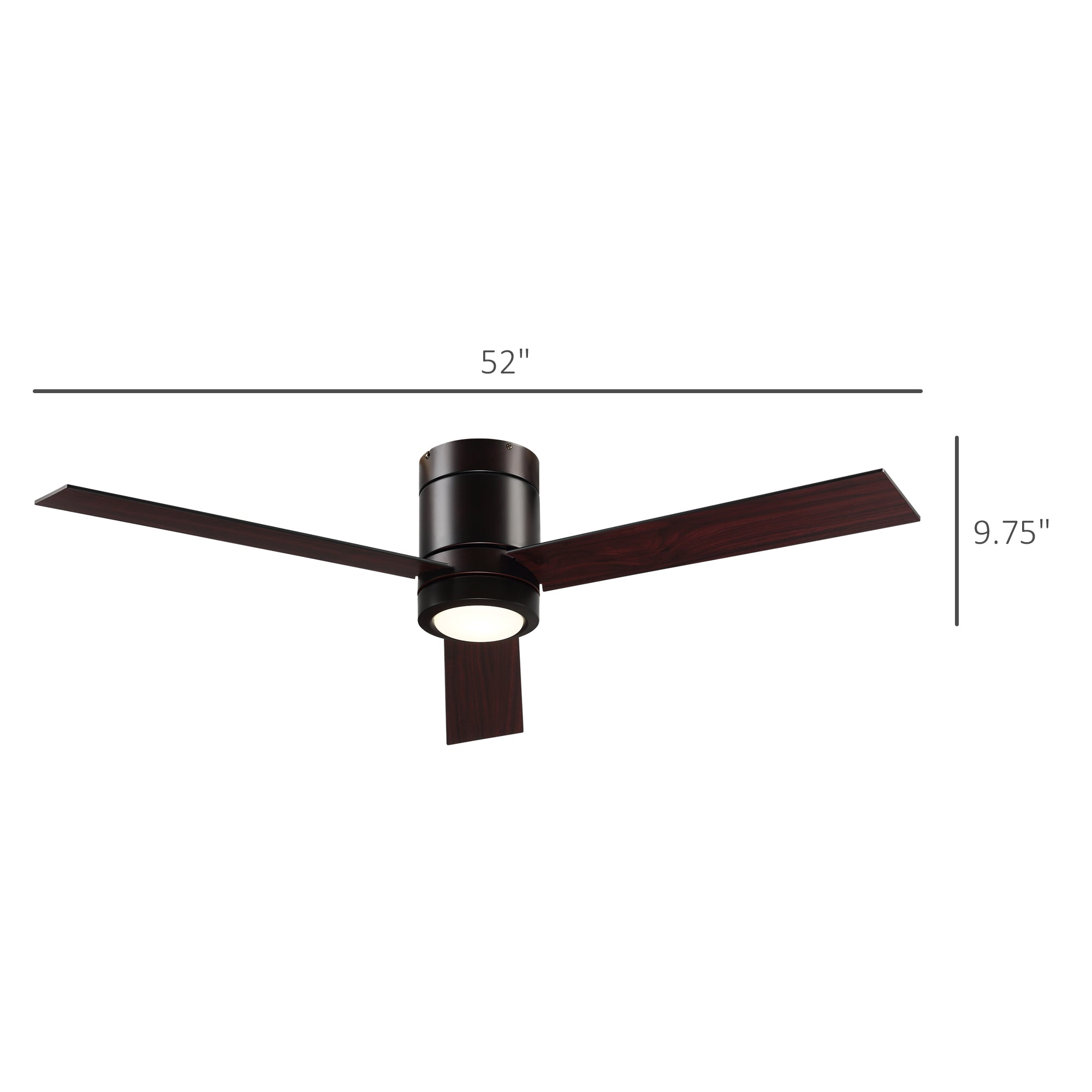 Mount Ceiling Fan with Light, Modern Indoor LED Lighting Fan with Remote Controller, for Bedroom, Living Room, Brown Floor Lamps & Ceiling Fan Lights   at Gallery Canada