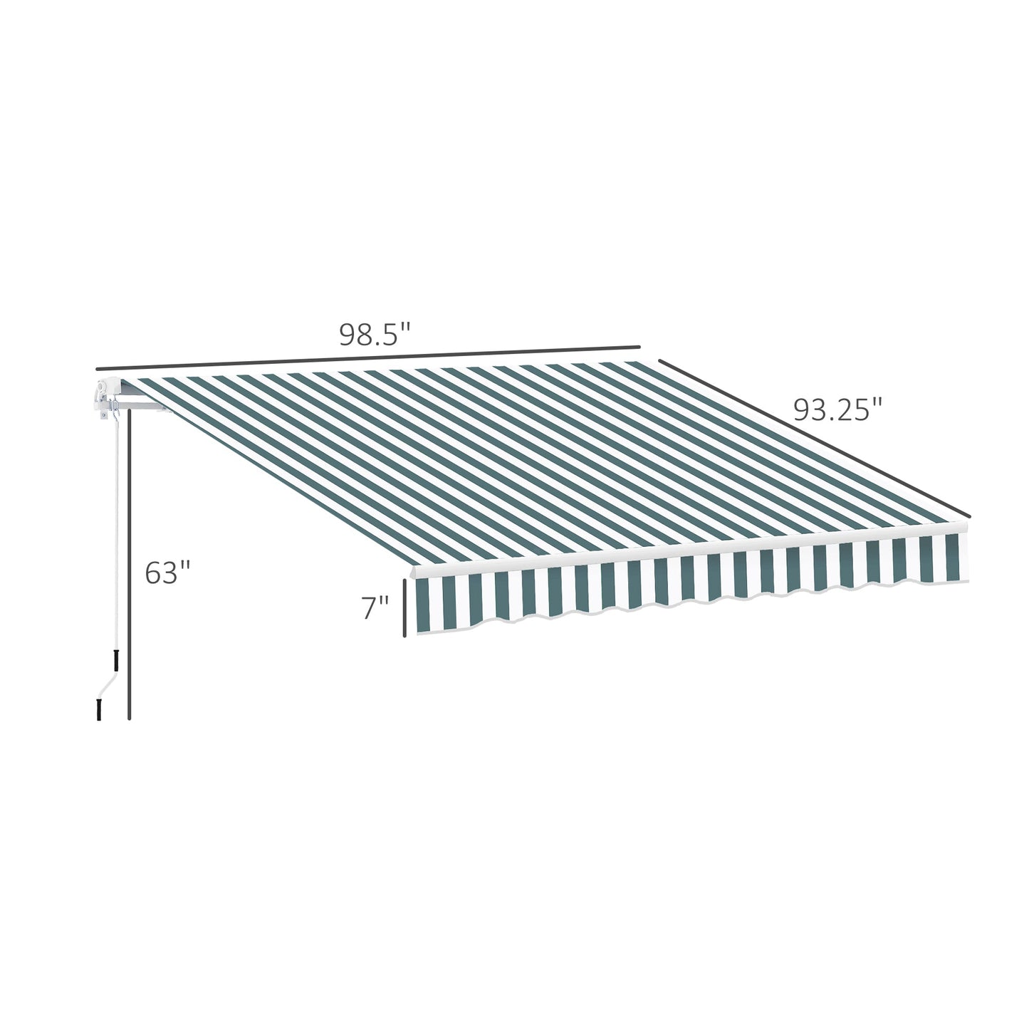 280g/m² UV & Water-Resistant 8' x 7' Retractable Patio Awning, Aluminum Frame, Green and White Deck Awnings   at Gallery Canada