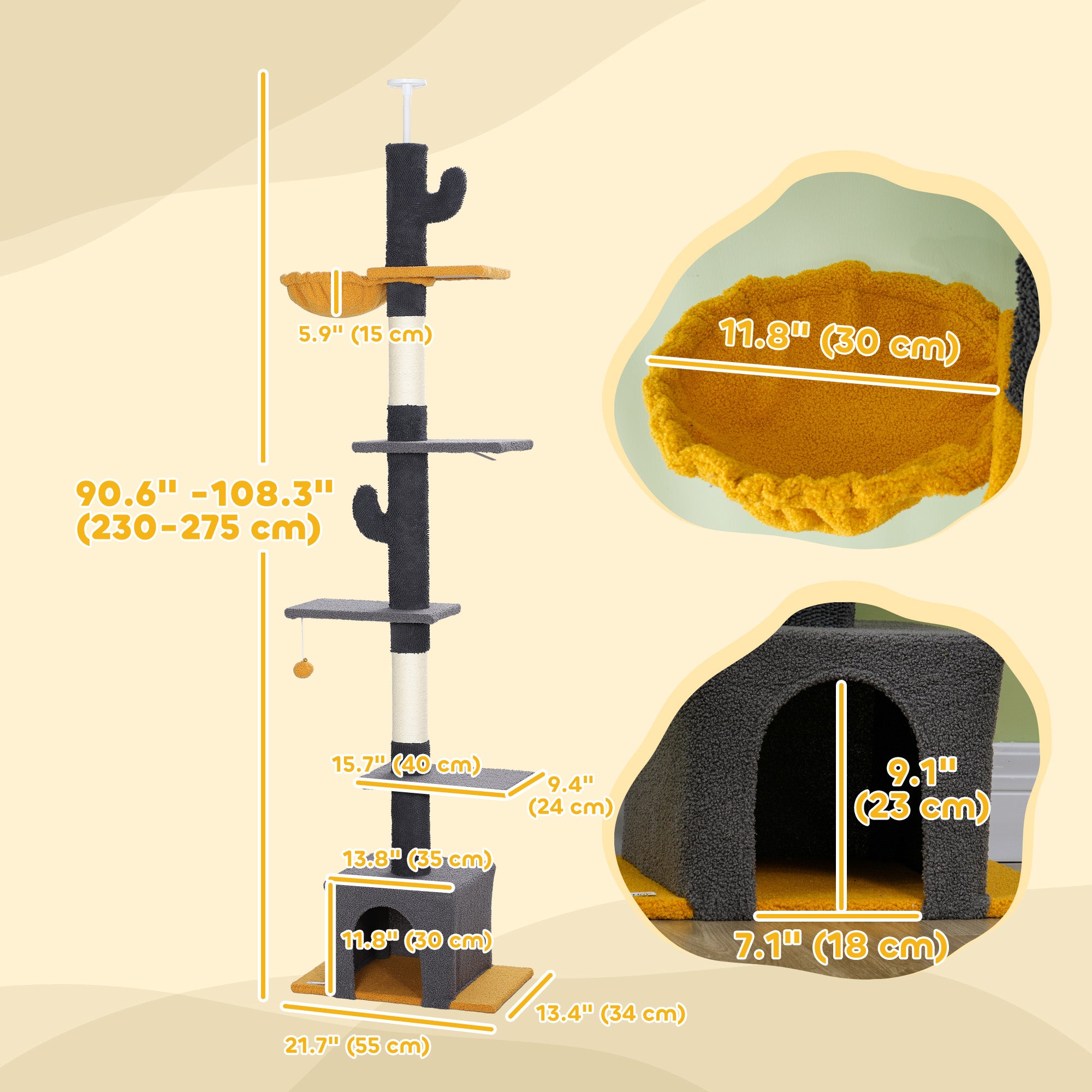 Floor to Ceiling Cat TreeTower with 90.5