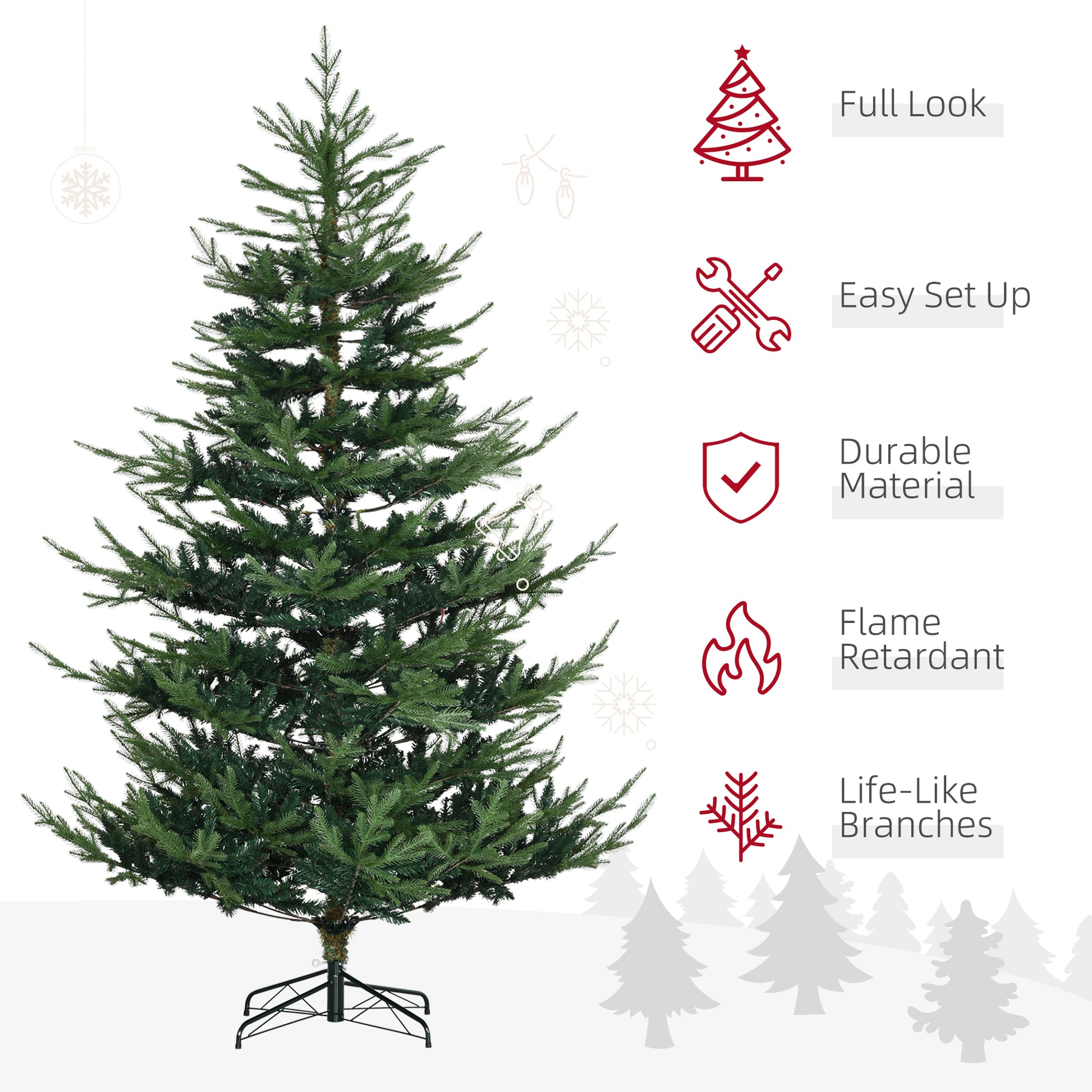 7.5ft Artificial Christmas Tree with Metal Base, Xmas Tree Artificial Christmas Trees   at Gallery Canada