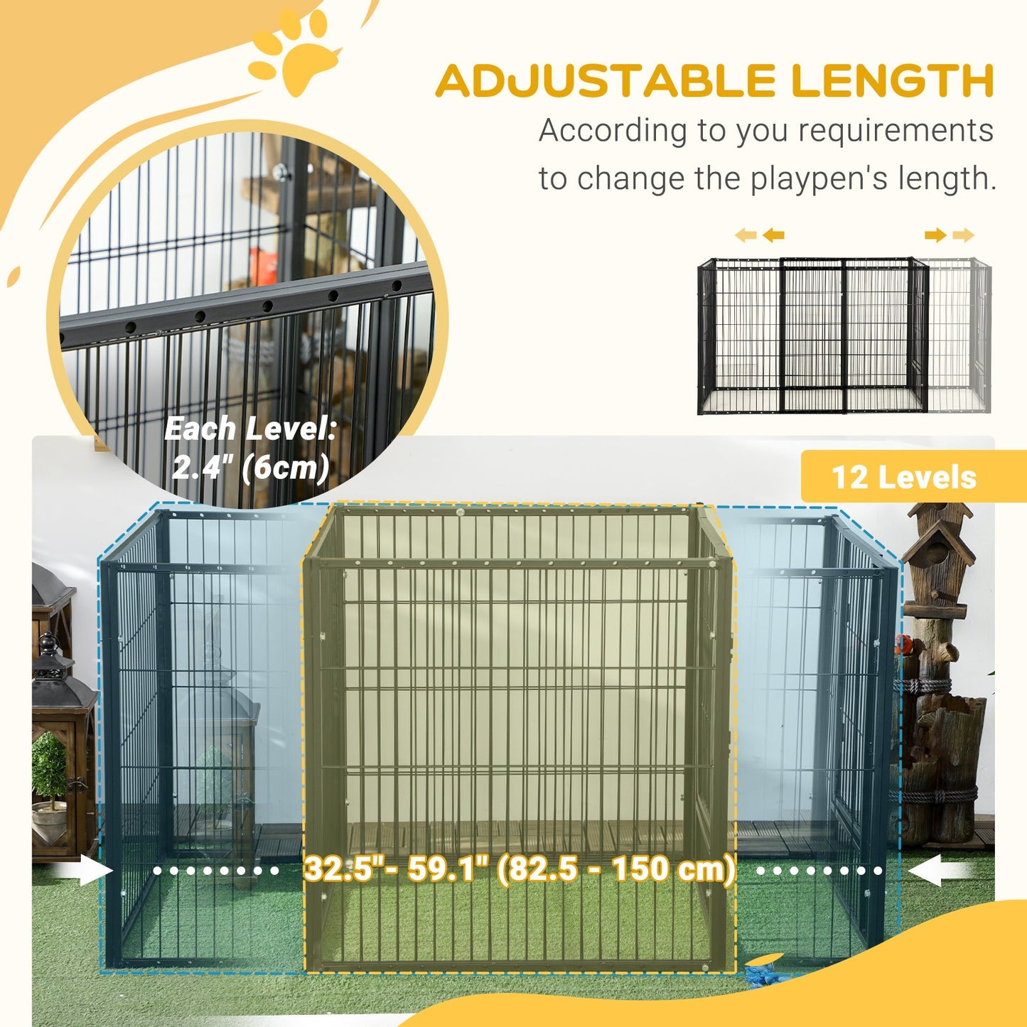 6 Panel 32.5" - 59" x 32" Dog Playpen, Heavy Duty Pet Playpen for Indoor Outdoor, Small and Medium Dogs Houses, Kennels & Pens   at Gallery Canada