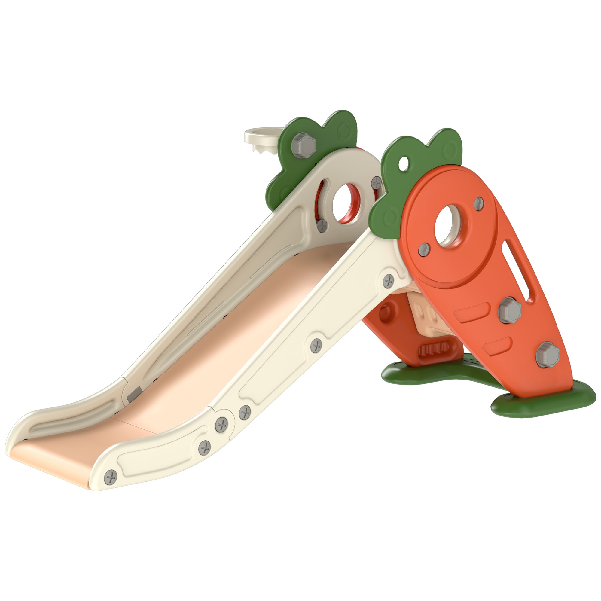 3 in 1 Foldable Toddler Slide with Basketball Hoop, Climber, for 1-3 Years Old, Orange Gym Sets & Swings Orange at Gallery Canada