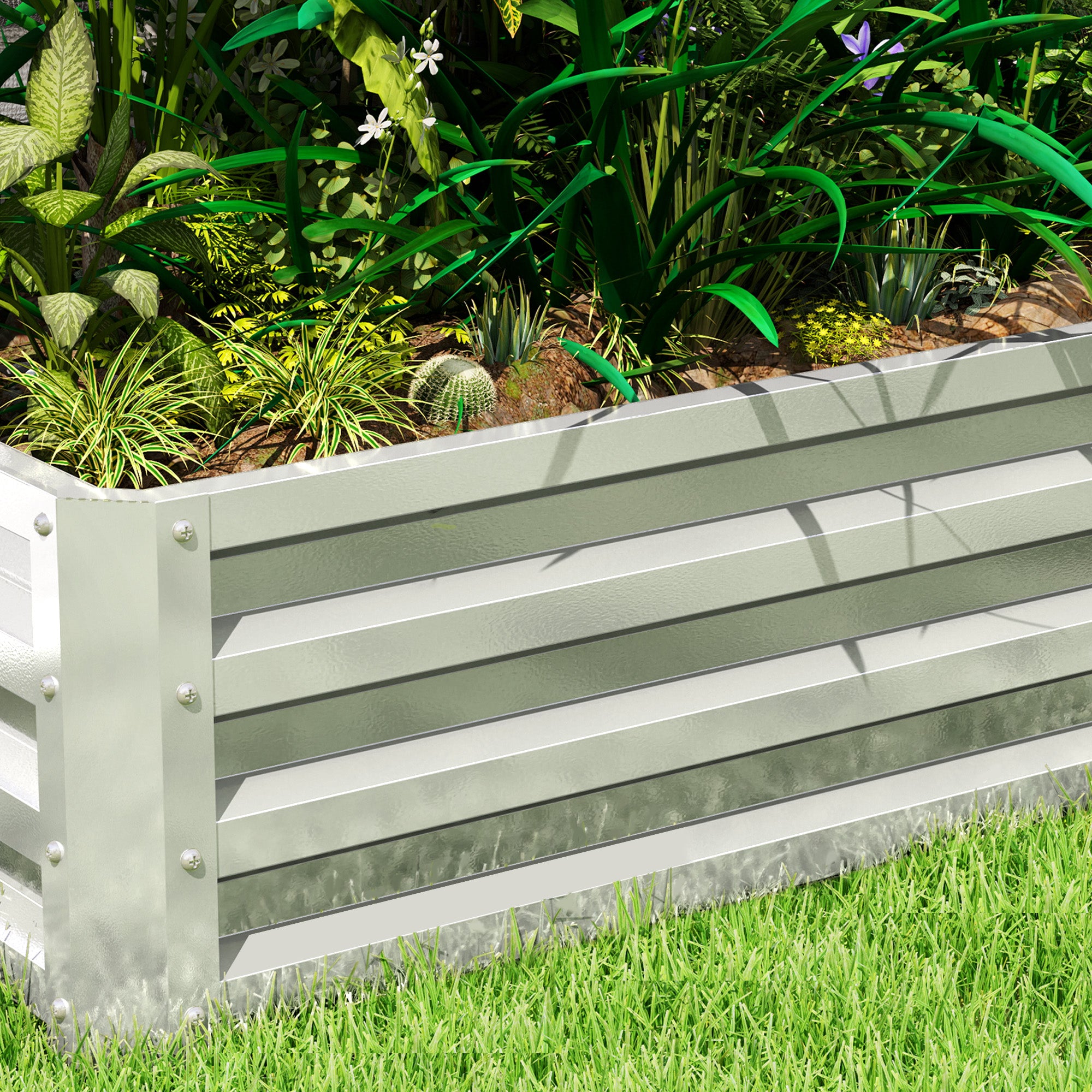 Galvanized Raised Garden Bed, Outdoor Planter Box for Vegetables, Flowers, Herbs, 4' x 2' x 1', Silver Raised Garden Beds at Gallery Canada