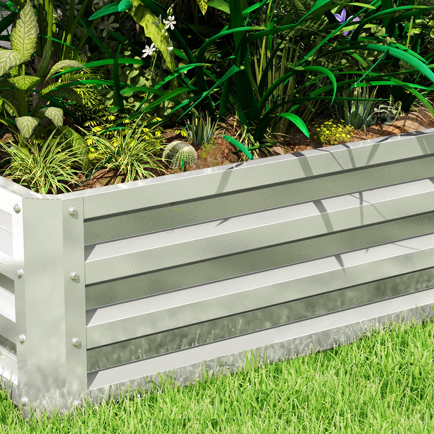 Galvanized Raised Garden Bed, Outdoor Planter Box for Vegetables, Flowers, Herbs, 4' x 2' x 1', Silver Raised Garden Beds at Gallery Canada