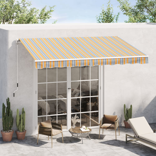 10' x 8' Manual Retractable Awning, Sun Shade Shelter Canopy, with Aluminum Frame and UV Protection for Patio Deck Yard Window Door, Mix Colour