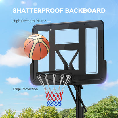 7.7-10ft Portable Basketball Hoop, Basketball Goal with Free Weight, Wheels, 43" Backboard and Fillable Base Basketball   at Gallery Canada