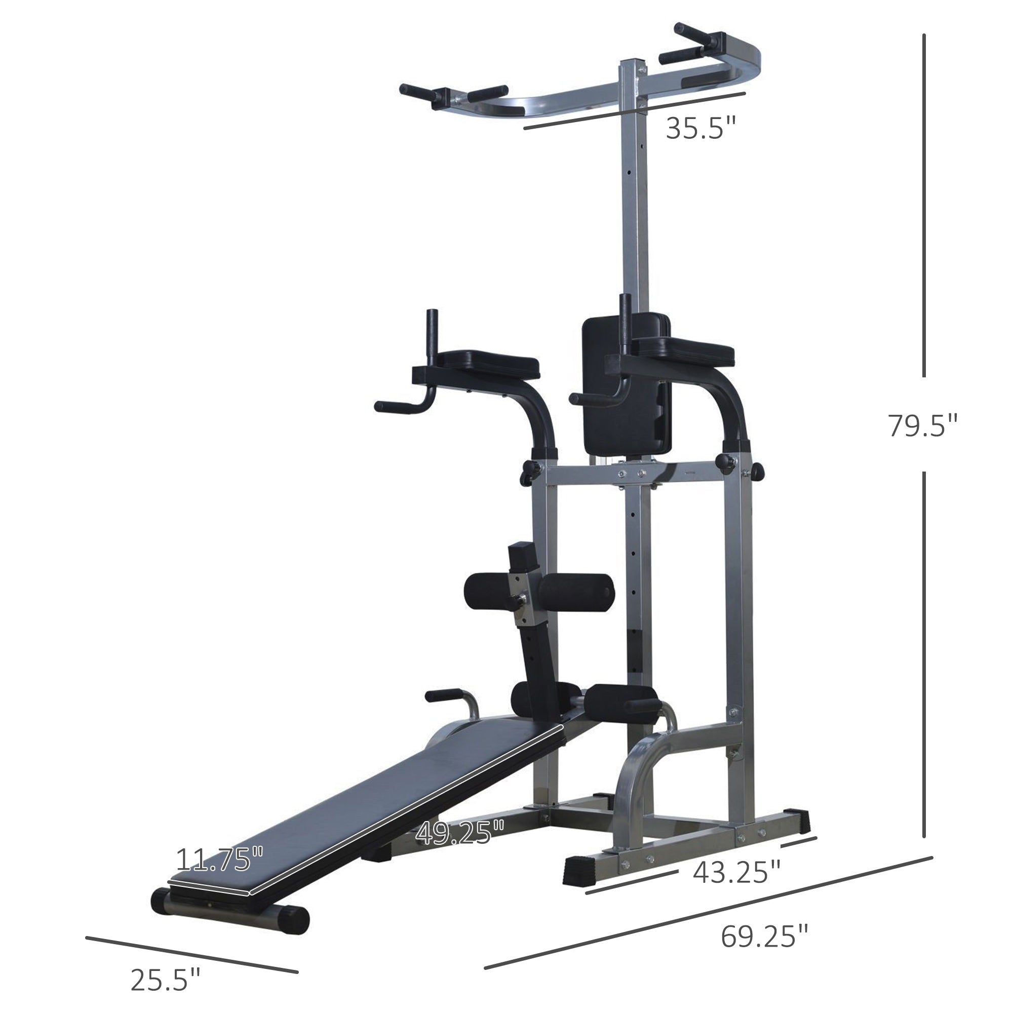 Multi-function Power Tower with Dip Station, Sit-up Bench, Pullup Bar, Push up Station, Combo Exercise Home Gym Fitness Equipment Power Towers   at Gallery Canada