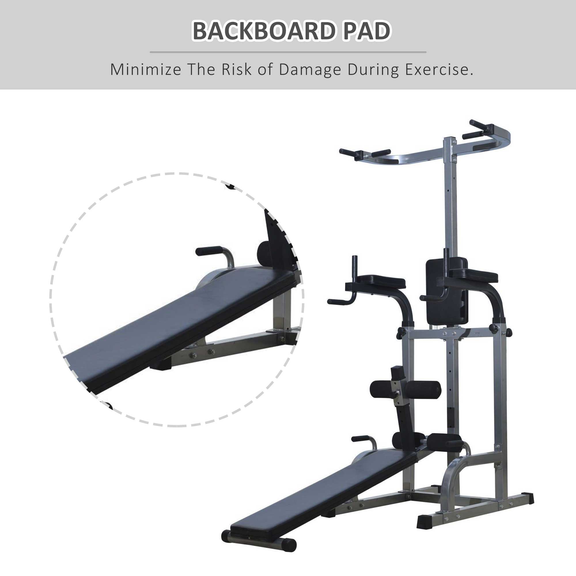 Multi-function Power Tower with Dip Station, Sit-up Bench, Pullup Bar, Push up Station, Combo Exercise Home Gym Fitness Equipment Power Towers   at Gallery Canada