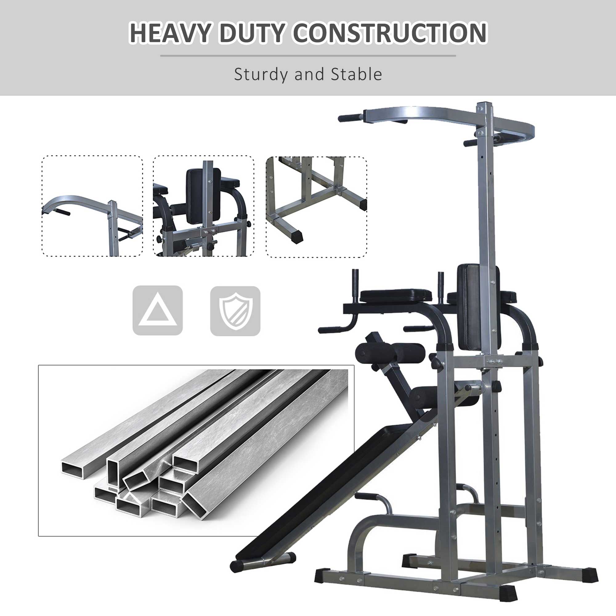 Multi-function Power Tower with Dip Station, Sit-up Bench, Pullup Bar, Push up Station, Combo Exercise Home Gym Fitness Equipment Power Towers   at Gallery Canada