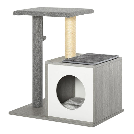 Multi-level Cat Tree Condo with Sisal-Covered Scratching Posts Grey - Gallery Canada