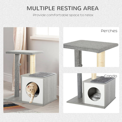 Multi-level Cat Tree Condo with Sisal-Covered Scratching Posts Grey Cat Posts   at Gallery Canada