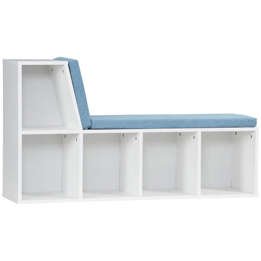 Multi-Purpose Bookshelf with 5 Cubes, 5-Cubby Kids Bookcase with Cushioned Reading Nook and Storage Shelves, Blue - Gallery Canada