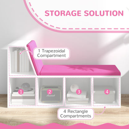 Multi-Purpose Bookshelf with 5 Cubes, 5-Cubby Kids Bookcase with Cushioned Reading Nook and Storage Shelves, Pink Bookshelves & Bookcases   at Gallery Canada