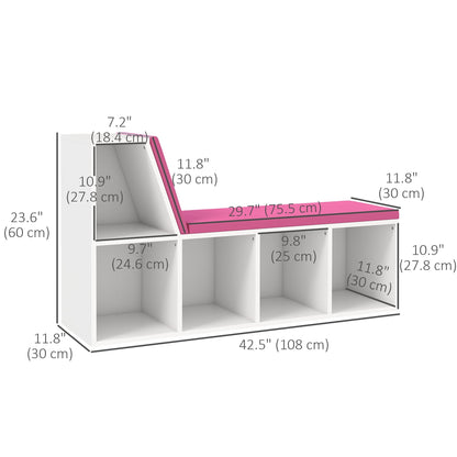 Multi-Purpose Bookshelf with 5 Cubes, 5-Cubby Kids Bookcase with Cushioned Reading Nook and Storage Shelves, Pink Bookshelves & Bookcases   at Gallery Canada