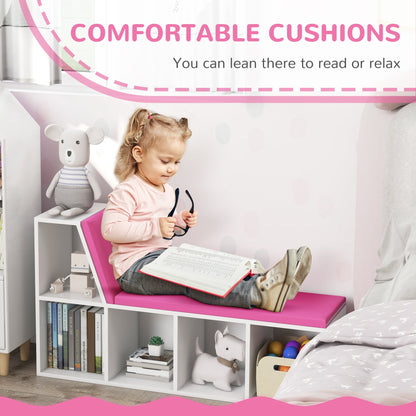 Multi-Purpose Bookshelf with 5 Cubes, 5-Cubby Kids Bookcase with Cushioned Reading Nook and Storage Shelves, Pink Bookshelves & Bookcases   at Gallery Canada