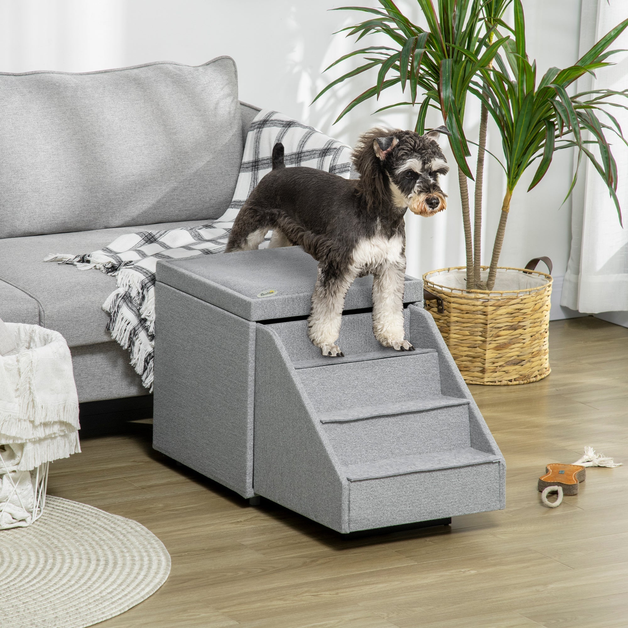 Multi-purpose Dog Stairs Ottoman, 4-Tier Pet Steps for Small Medium Dogs and Cats, with Storage Compartment, Cushion Dog Stairs   at Gallery Canada