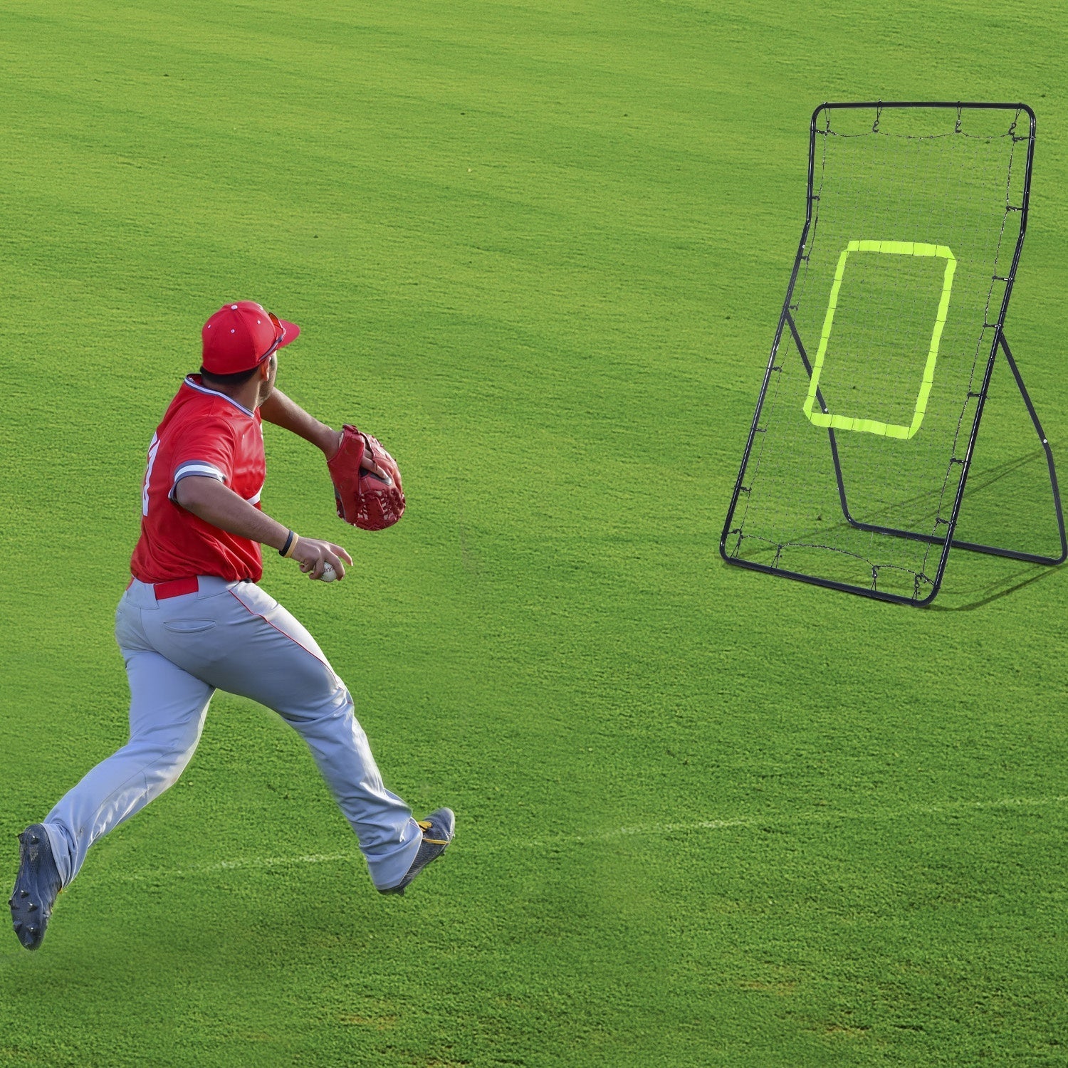 Multi-use Pitchback Rebounder Net Sports Throwing, Pitching and Fielding Trainer Screen Target Netting w/ Adjustable Angle Baseball   at Gallery Canada