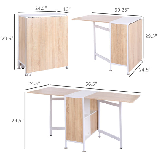 Multi-use Space Saving Folding Dining Table with Hideaway Shelves for Kitchen, Dining, Study and Office Bar Tables & Dining Tables Multi Colour  at Gallery Canada