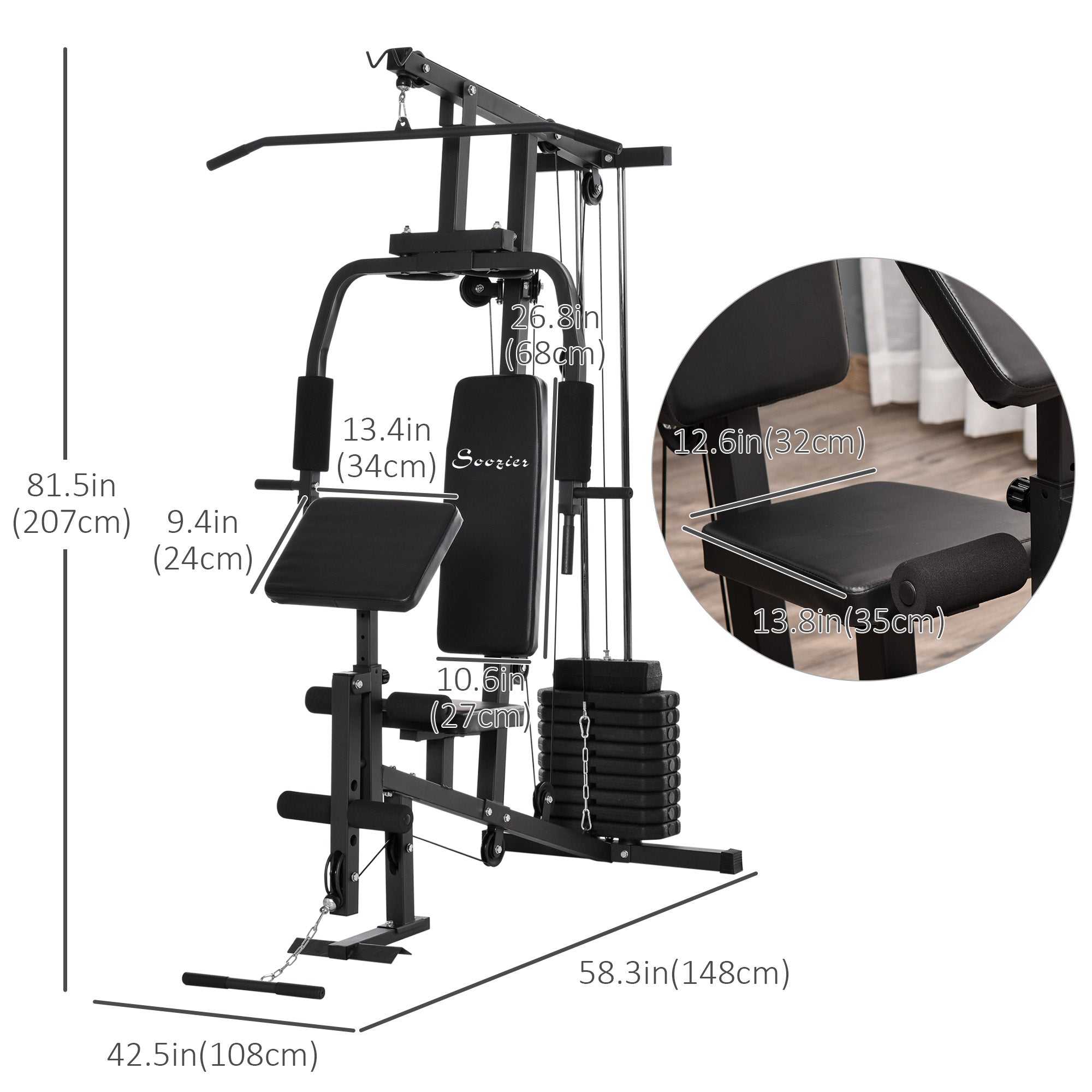 Multifunction Home Power Exercise Gym System Weight Training Exercise Workout Station Fitness Strength Machine for Whole Body Training Black Power Towers   at Gallery Canada