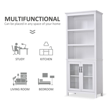 Multifunctional Storage Cabinet Bookcase with Adjustable Shelves Display Rack for Study, Kitchen, Living Room, White White Bookshelves   at Gallery Canada