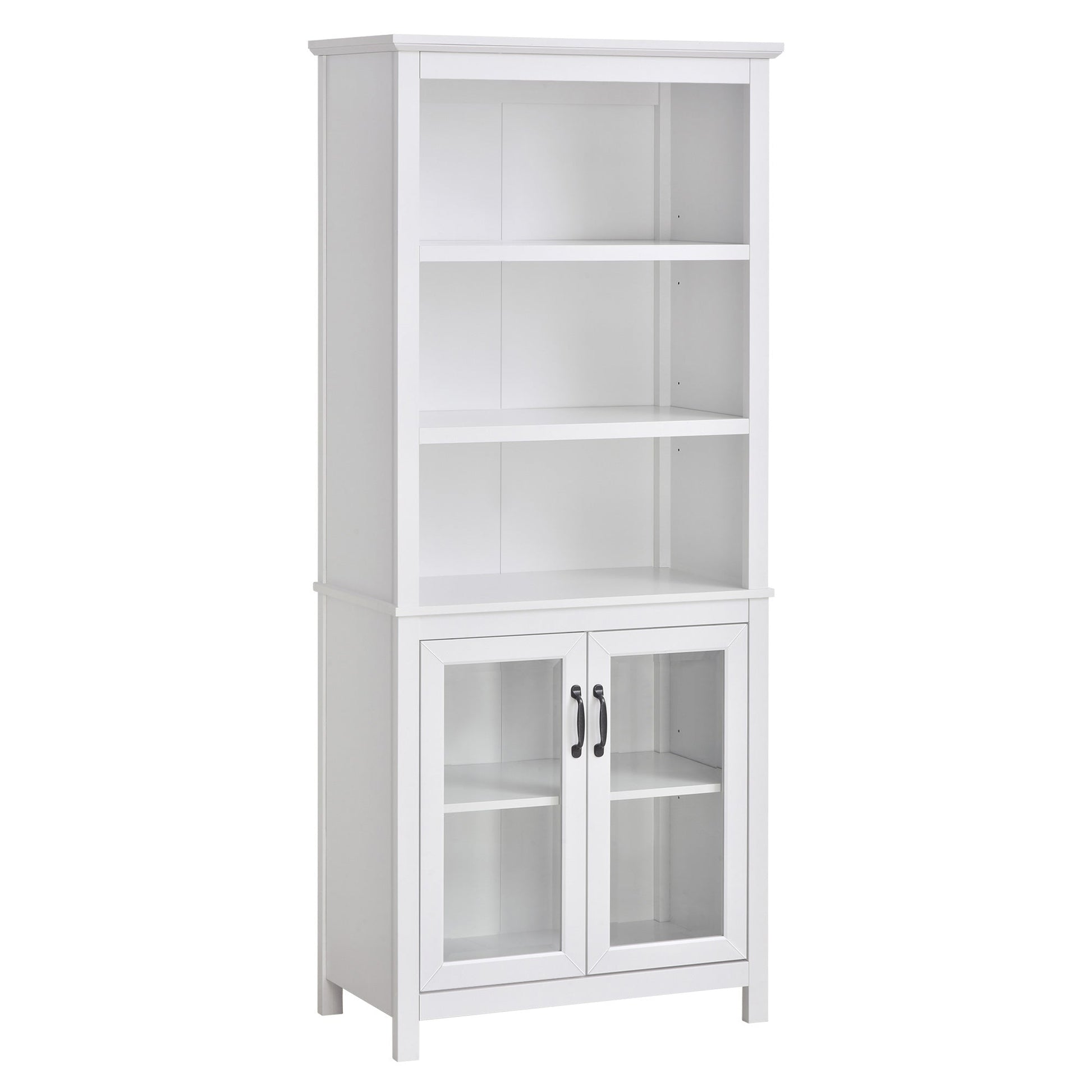 Multifunctional Storage Cabinet Bookcase with Adjustable Shelves Display Rack for Study, Kitchen, Living Room, White White Bookshelves   at Gallery Canada