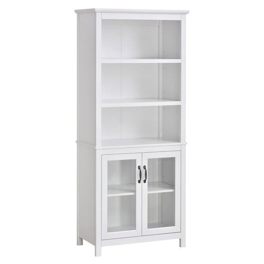 Multifunctional Storage Cabinet Bookcase with Adjustable Shelves Display Rack for Study, Kitchen, Living Room, White White Bookshelves White  at Gallery Canada