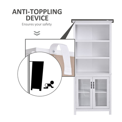 Multifunctional Storage Cabinet Bookcase with Adjustable Shelves Display Rack for Study, Kitchen, Living Room, White White Bookshelves   at Gallery Canada