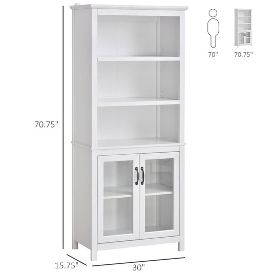 Multifunctional Storage Cabinet Bookcase with Adjustable Shelves Display Rack for Study, Kitchen, Living Room, White - Gallery Canada