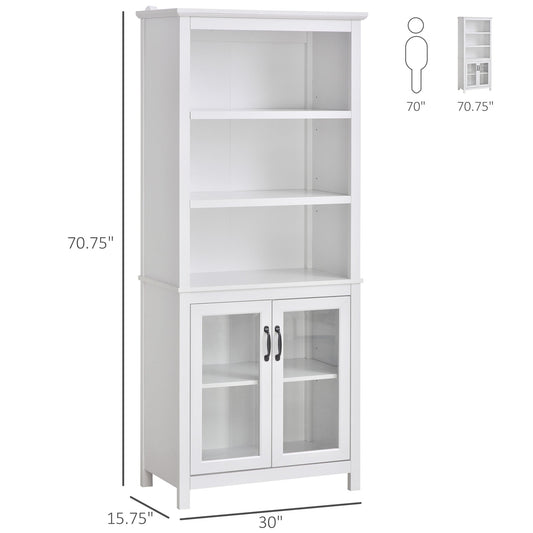 Multifunctional Storage Cabinet Bookcase with Adjustable Shelves Display Rack for Study, Kitchen, Living Room, White White Bookshelves White  at Gallery Canada