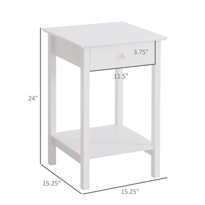 Multipurpose Bedside Table Night Stand W/ Drawer and Storage Shelf End Side Table Bedroom White Side Tables   at Gallery Canada