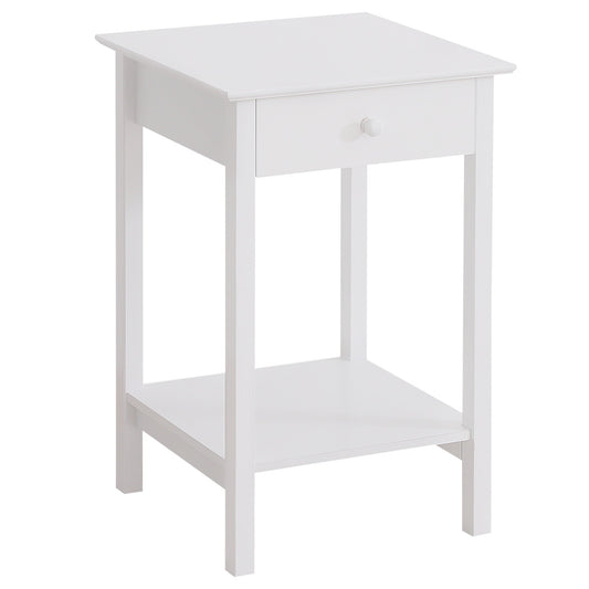 Multipurpose Bedside Table Night Stand W/ Drawer and Storage Shelf End Side Table Bedroom White Side Tables White  at Gallery Canada