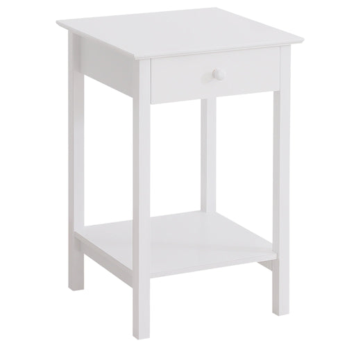 Multipurpose Bedside Table Night Stand W/ Drawer and Storage Shelf End Side Table Bedroom White