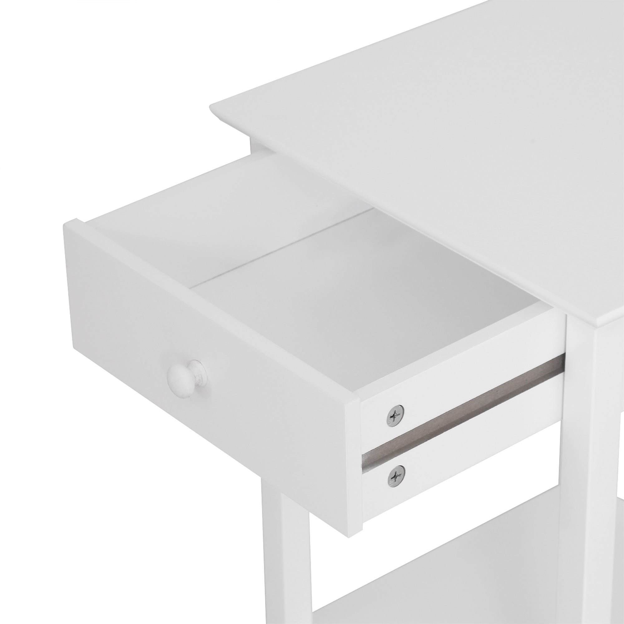 Multipurpose Bedside Table Night Stand W/ Drawer and Storage Shelf End Side Table Bedroom White Side Tables   at Gallery Canada