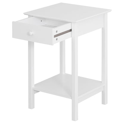 Multipurpose Bedside Table Night Stand W/ Drawer and Storage Shelf End Side Table Bedroom White Side Tables   at Gallery Canada