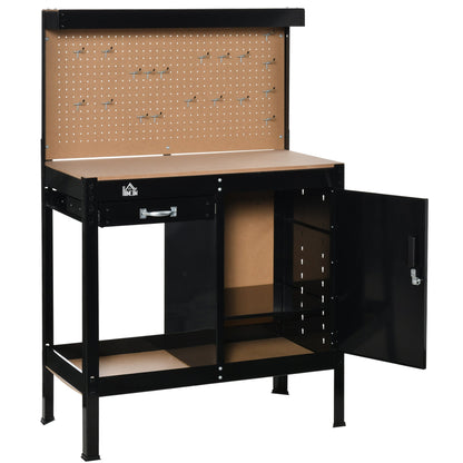 Multipurpose Tool Workbench for Garage, Garage Bench with Storage Drawer, Peg Board, Lockable Cabinet Office Desks & Work Stations   at Gallery Canada