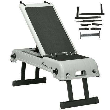 Adjustable Multipurpose Workout Bench with Resistance Ropes, Foldable, Grey Aerobic Equipment Grey  at Gallery Canada