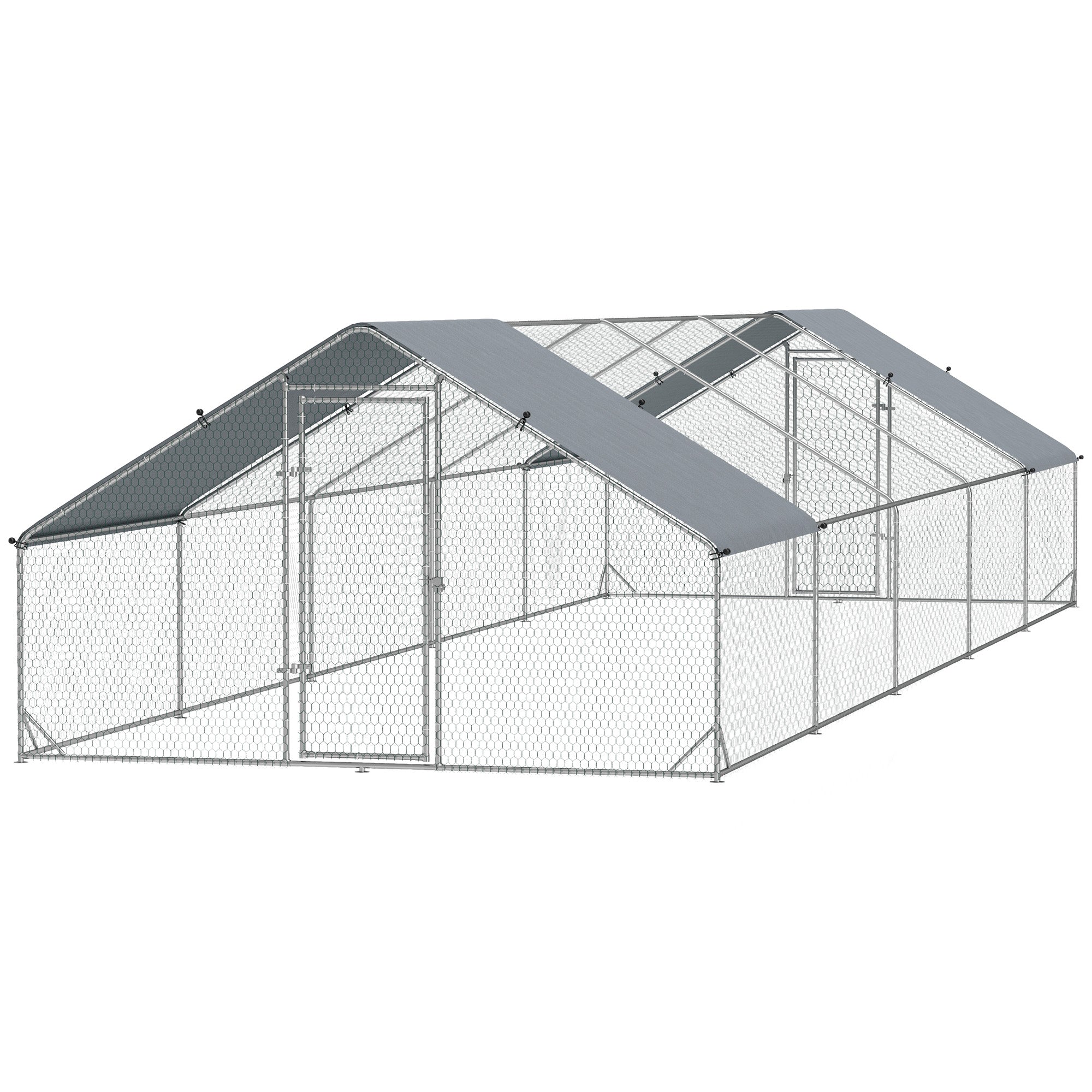 Metal Chicken Coop with Water- and UV-Protection Cover for Backyard Hen, Duck, Rabbit, 9.8' x 32.8' x 6.4' Chicken Coops at Gallery Canada