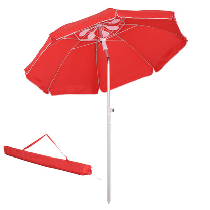 Arc. 6.4ft Beach Umbrella with Aluminum Pole Pointed Design Adjustable Tilt Carry Bag for Outdoor Patio Red Beach Umbrellas Red  at Gallery Canada