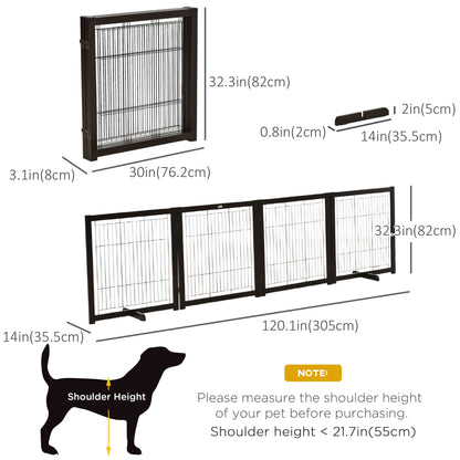 Wooden Foldable Small &; Medium-Sized Dog Gate 4 Panel with Support Feet Pet Fence Freestanding Safety Barrier for House Doorway Stairs Coffee Houses, Kennels & Pens   at Gallery Canada