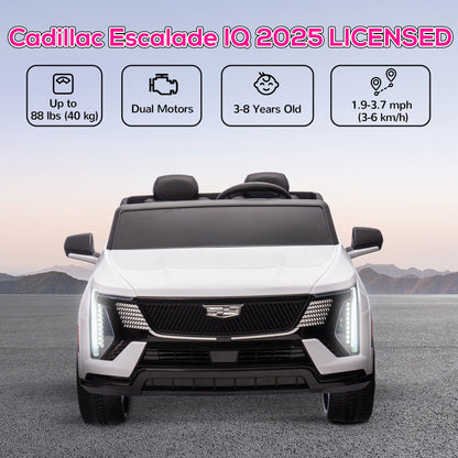 2-Seater Ride on Truck, 12V Cadillac Escalade Licensed Kids Electric Car with Remote , Spring Suspension, White Electric Toy Cars   at Gallery Canada