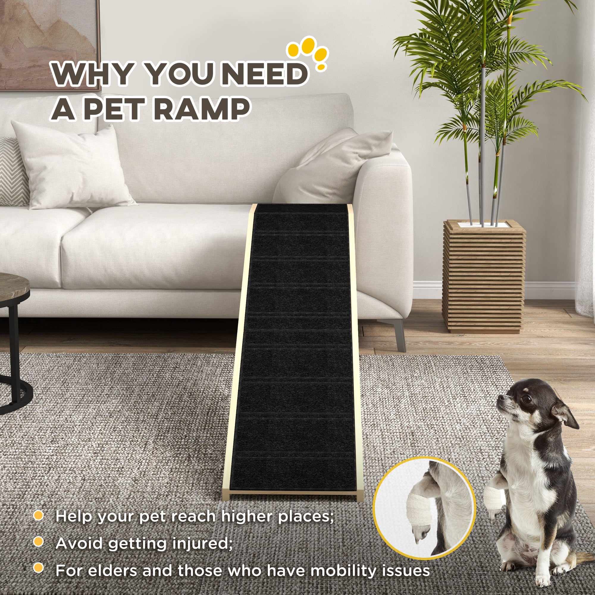 Pet Ramp Bed Steps for Dogs Cats Non-slip Carpet 74