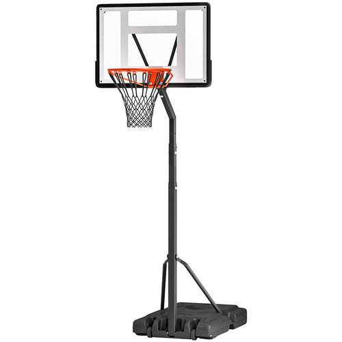 Portable Basketball Hoop Stand with Wheels, Height Adjustable 8FT-10FT for Outdoor Use, Black