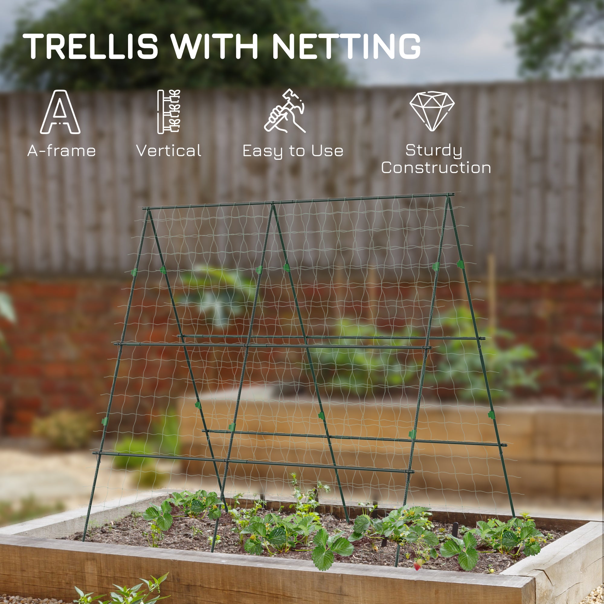 Metal Tomato Cage with Netting for Climbing Plants Vegetables, A Frame Tomato Plant Support Tomato Trellis for Vegetable Garden, Patio, Balcony, Green Plant Stands at Gallery Canada