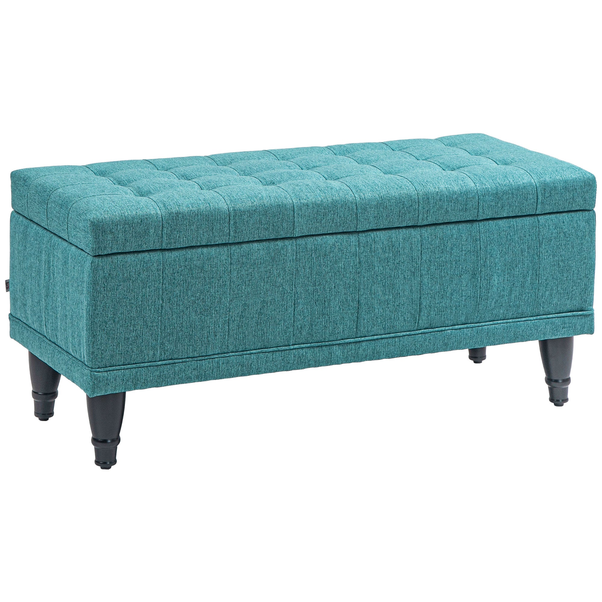 Storage Ottoman, Linen Fabric End of Bed Bench with Button Tufted Storage Bench for Bedroom, Green Storage Ottomans & Benches   at Gallery Canada