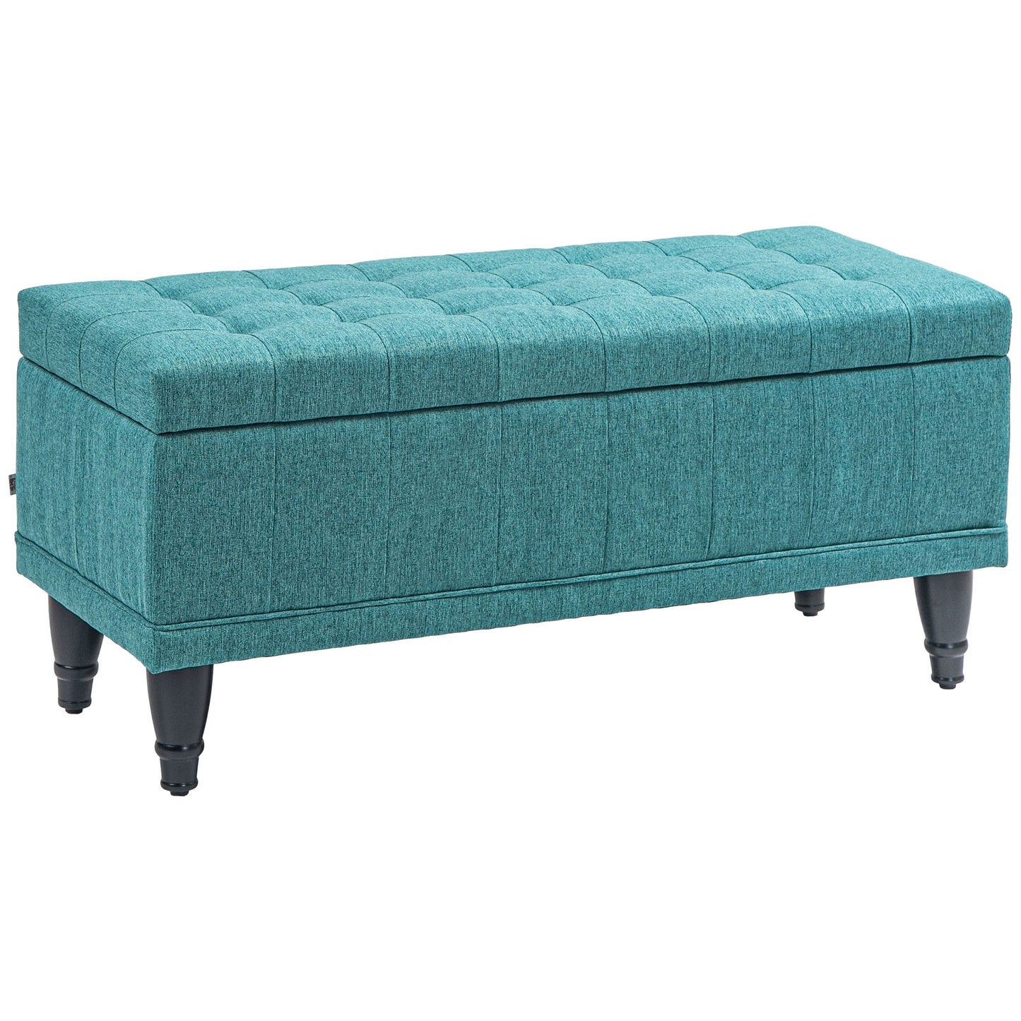 Storage Ottoman, Linen Fabric End of Bed Bench with Button Tufted Storage Bench for Bedroom, Green Storage Ottomans & Benches   at Gallery Canada