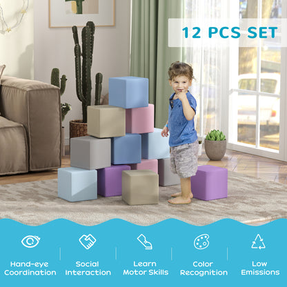 12 Piece Soft Play Blocks Soft Foam Toy Building And Stacking Blocks - Multicolours Baby Gym & Playmats   at Gallery Canada