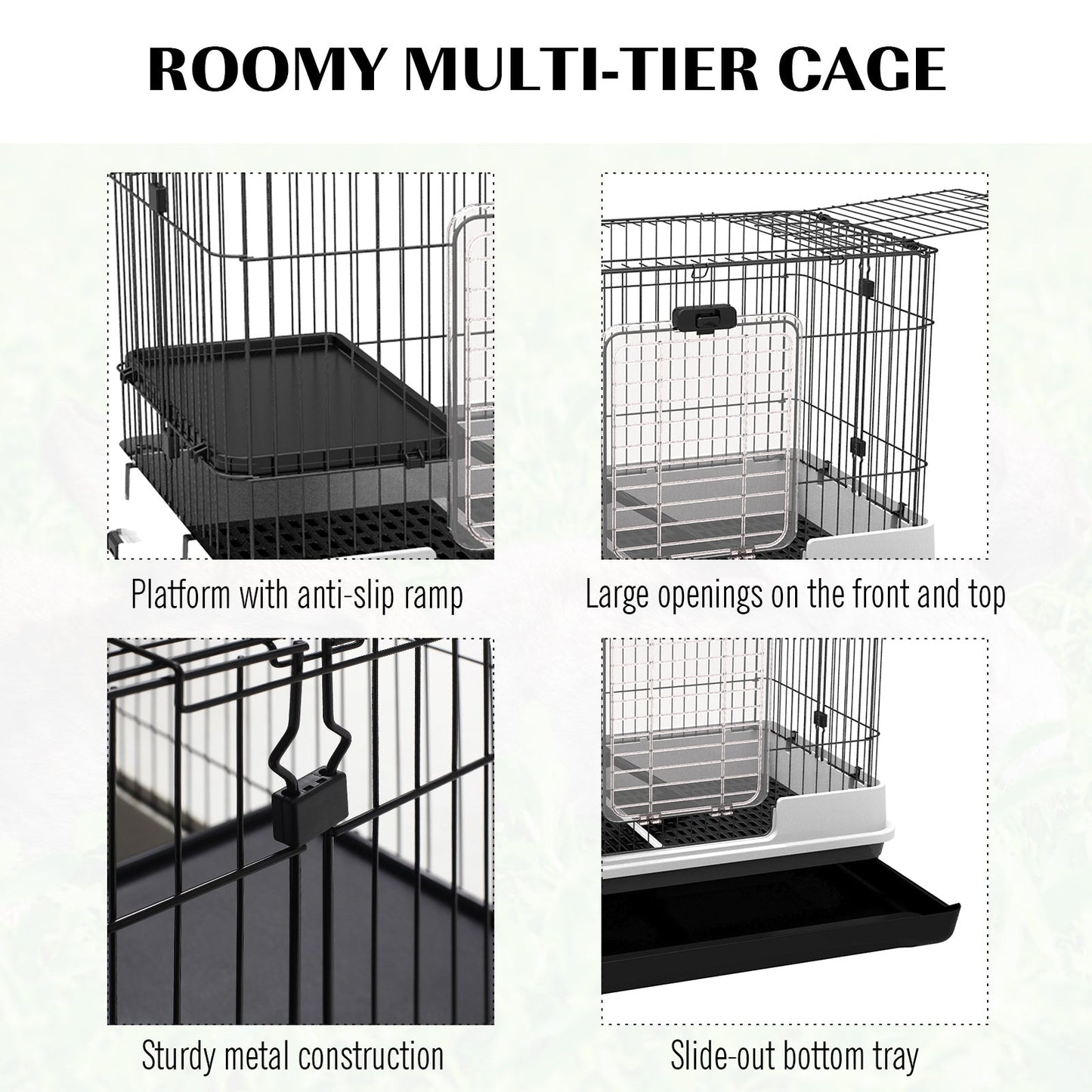 32"L 2-Level Small Animal Cage Rabbit Hutch with Universal Lockable Wheels, Slide-Out Tray for Bunny, Chinchillas, Ferret, Black Rabbit Hutch   at Gallery Canada