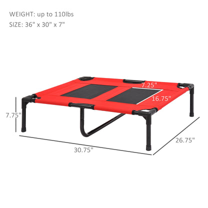 Elevated Dog Bed, Foldable Raised Dog Cot for M Sized Dogs, Indoor &; Outdoor, 30" x 24" x 7", Red Elevated Dog Beds Red and Black  at Gallery Canada