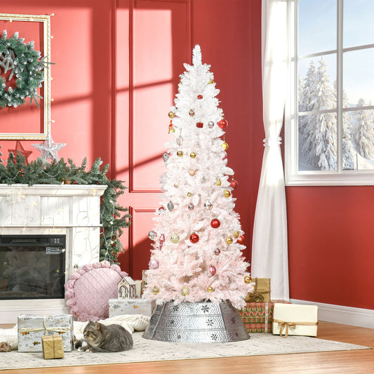 5ft Pencil Artificial Christmas Tree with Pine Realistic Branches, Auto Open, Pink and White Pencil Christmas Trees   at Gallery Canada