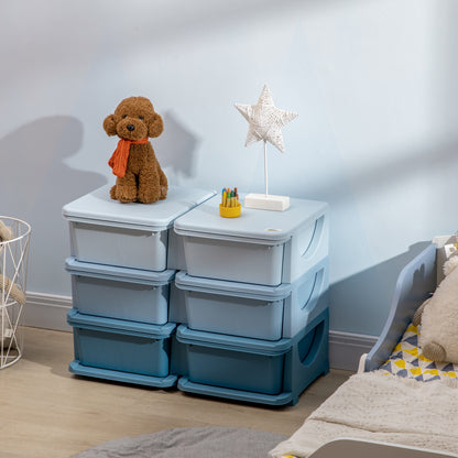 3 Tier Kids Toy Organizer and Storage Bins with 6 Plastic Drawers, Blue Baby & Kids Storage   at Gallery Canada